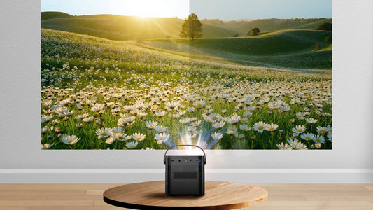 Bright Vision Beam projector projecting in living room with ANSI lumens explained